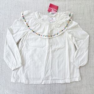 NWT Hanna Andersson White Swiss Dot Ruffle Blouse